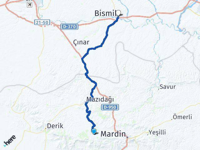 Mardin Artuklu Bismil Diyarbakır Arası Kaç Km - Yol Haritası