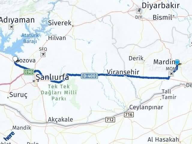 Mardin Artuklu Bozova Şanlıurfa Arası Kaç Km - Yol Haritası
