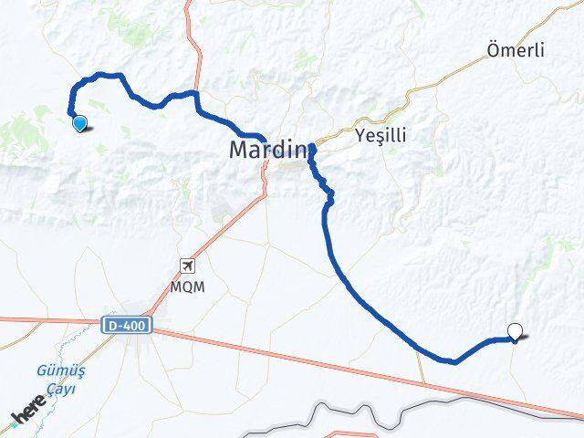 Mardin Artuklu Dara Artuklu Arası Kaç Km - Yol Haritası