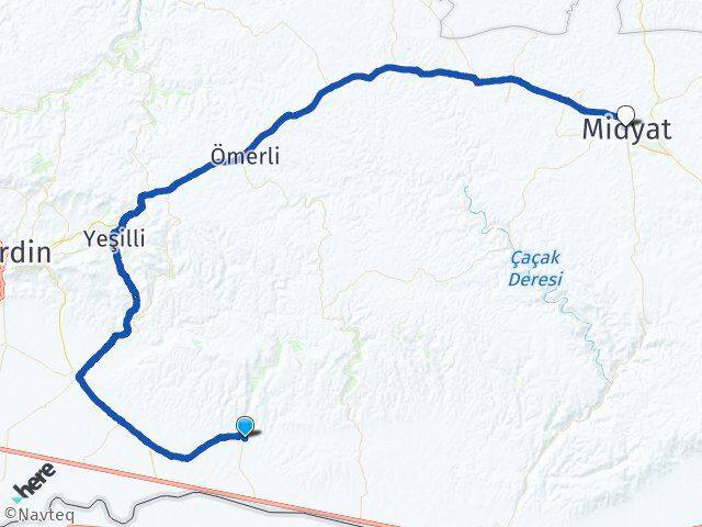 Mardin Artuklu Dara Midyat Arası Kaç Km - Yol Haritası