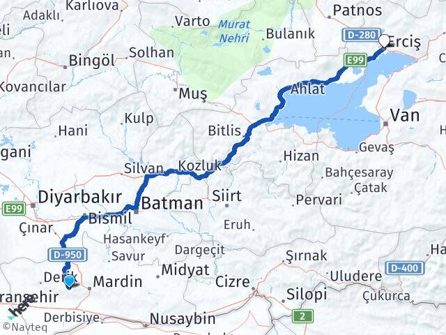 Mardin Artuklu Erciş Van Arası Kaç Km - Yol Haritası