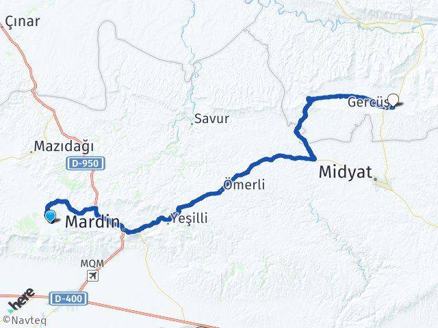 Mardin Artuklu Gercüş Batman Arası Kaç Km - Yol Haritası