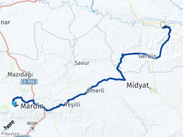 Mardin Artuklu Hasankeyf Batman Arası Kaç Km - Yol Haritası