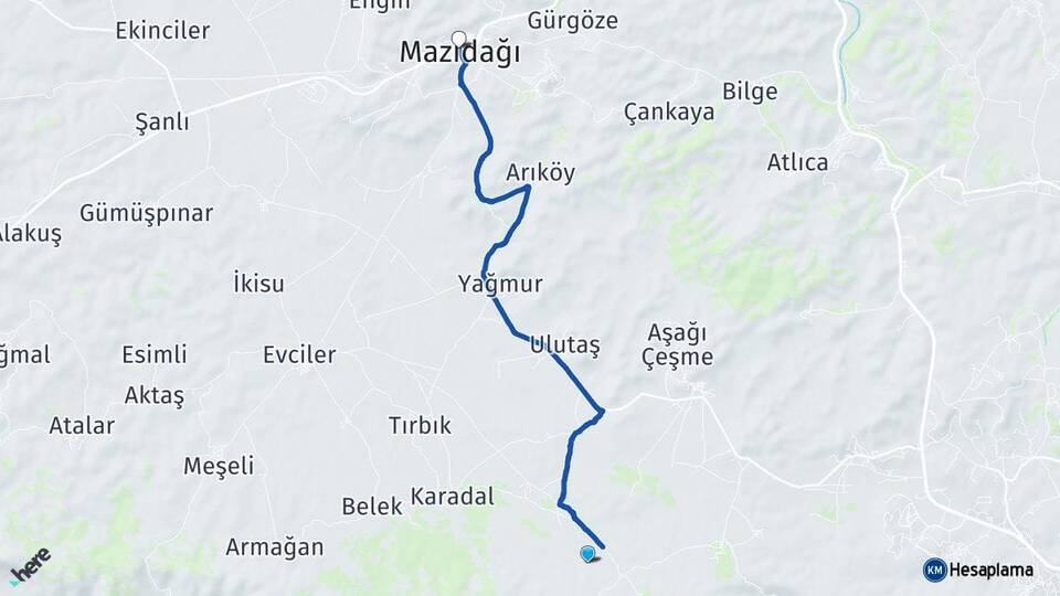 Mardin Artuklu Mazıdağı Arası Kaç Km - Yol Haritası