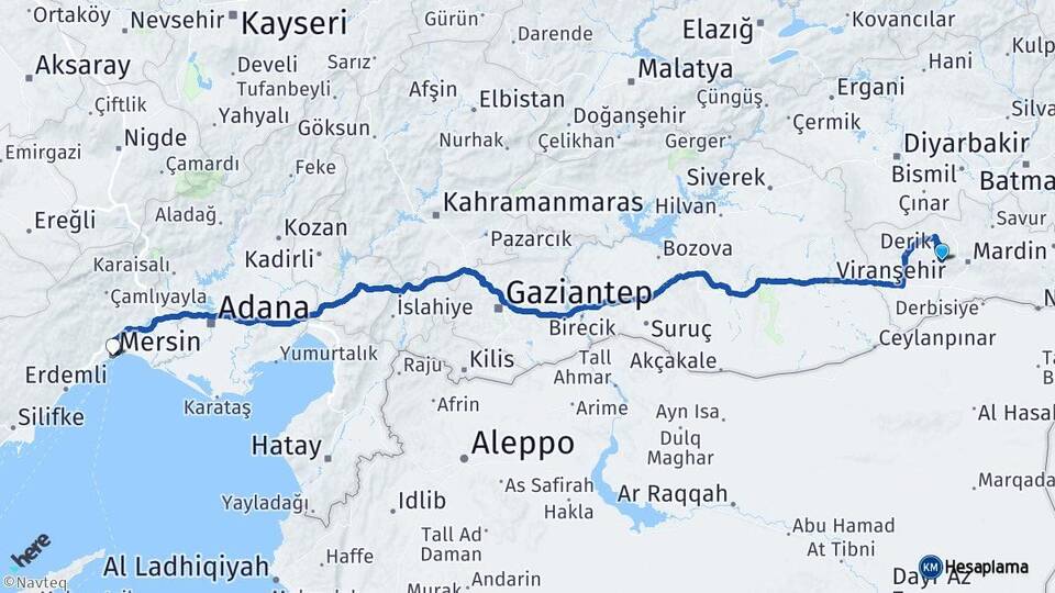 Mardin Artuklu Mersin Arası Kaç Km - Yol Haritası