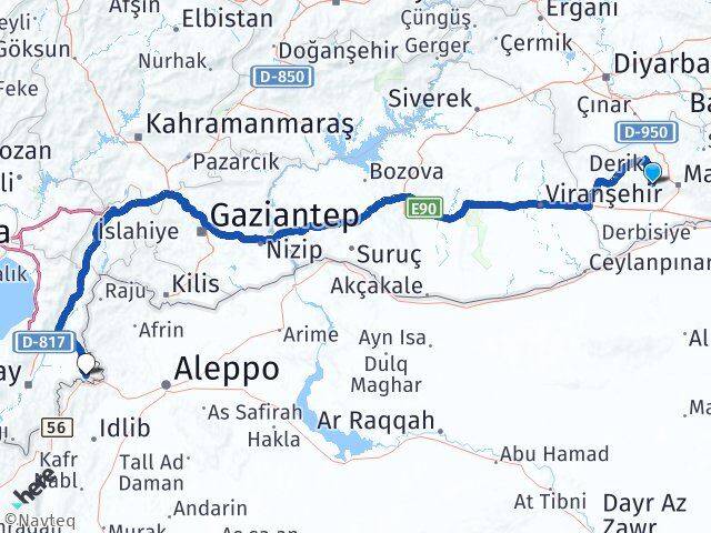 Mardin Artuklu Reyhanlı Hatay Arası Kaç Km - Yol Haritası