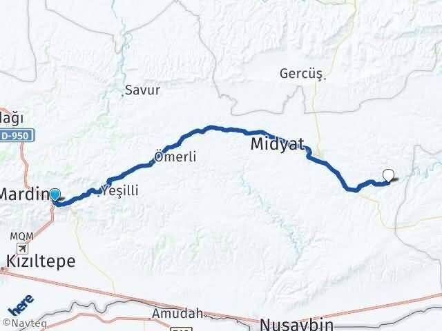 Mardin Artuklu Tulgalı Midyat Arası Kaç Km - Yol Haritası