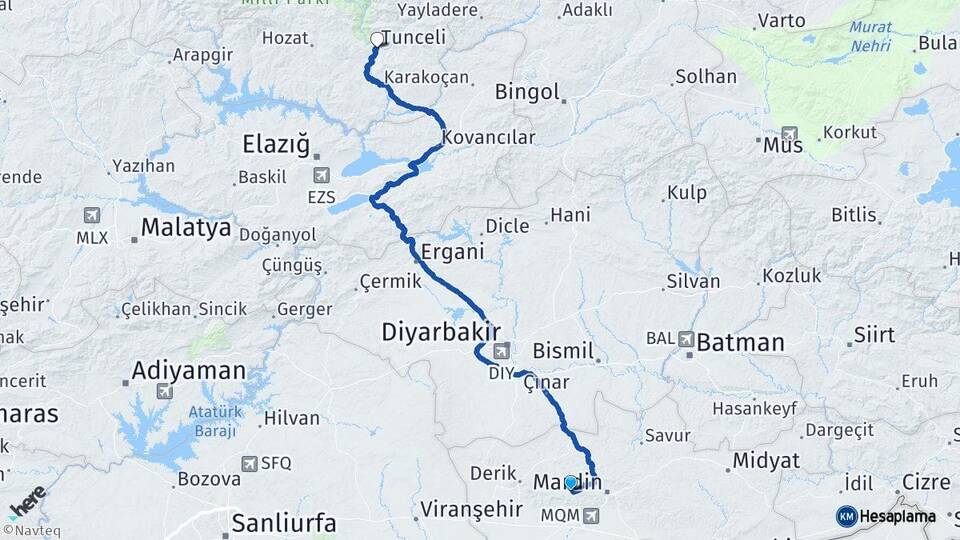 Mardin Artuklu Tunceli Arası Kaç Km - Yol Haritası