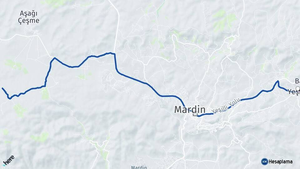 Mardin Artuklu Yeşilli Arası Kaç Km - Yol Haritası