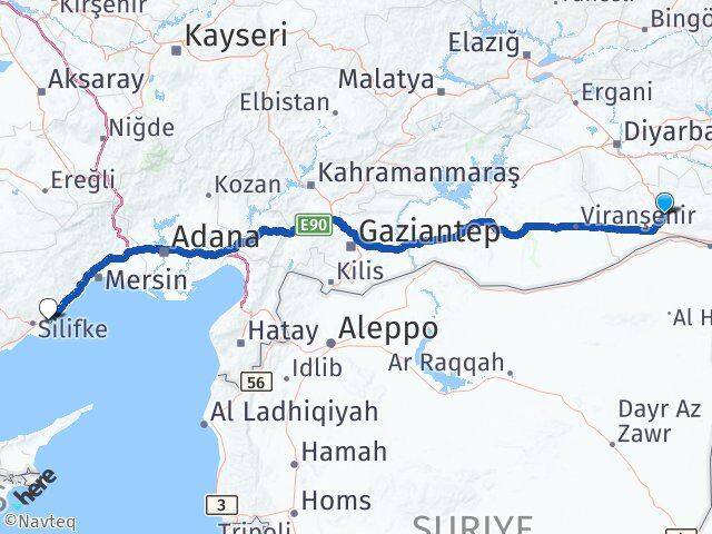 Mardin Atakent Silifke Mersin Arası Kaç Km - Yol Haritası