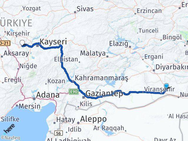 Mardin Avanos Nevşehir Arası Kaç Km - Yol Haritası