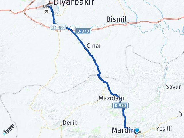 Mardin Bağlar Diyarbakır Arası Kaç Km - Yol Haritası