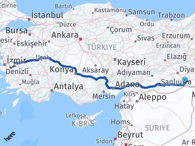 Mardin Bayındır İzmir Arası Kaç Km - Yol Haritası