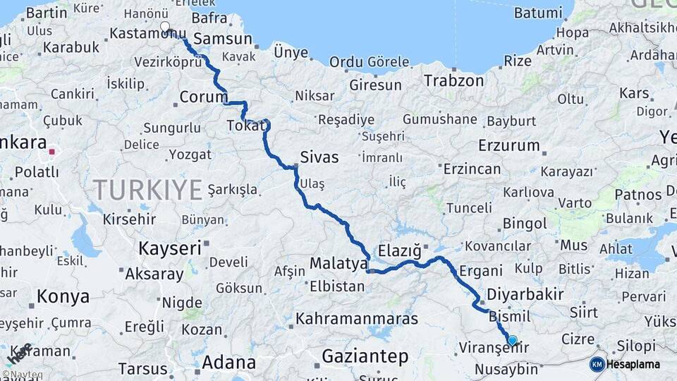 Mardin Boyabat Sinop Arası Kaç Km - Yol Haritası