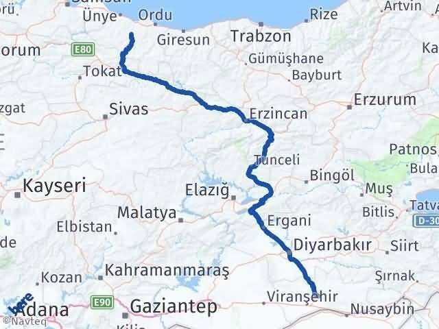 Mardin Çatalpınar Ordu Arası Kaç Km - Yol Haritası