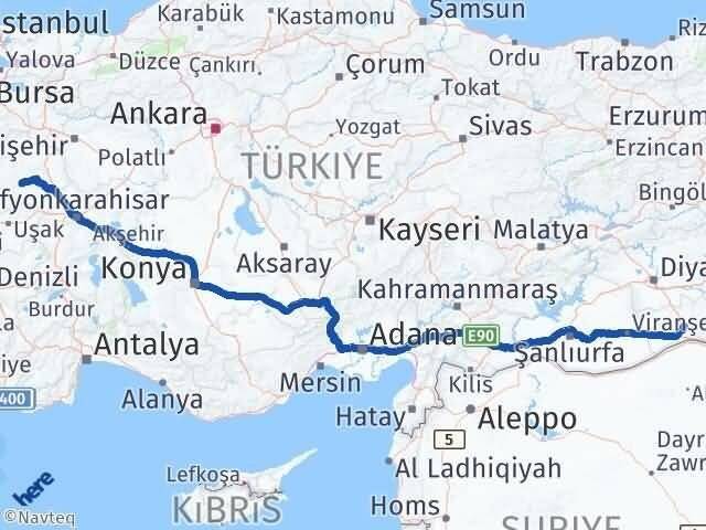 Mardin Çavdarhisar Kütahya Arası Kaç Km - Yol Haritası