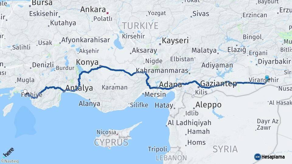 Mardin Dalaman Muğla Arası Kaç Km - Yol Haritası