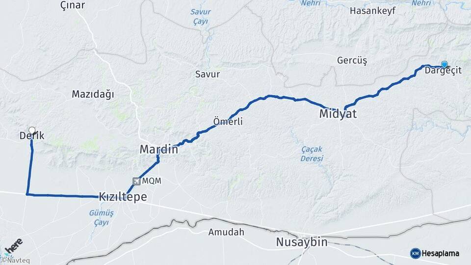 Mardin Dargeçit Derik Arası Kaç Km - Yol Haritası