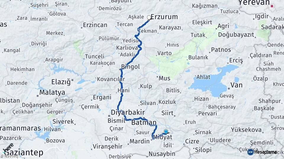 Mardin Dargeçit Erzurum Arası Kaç Km - Yol Haritası
