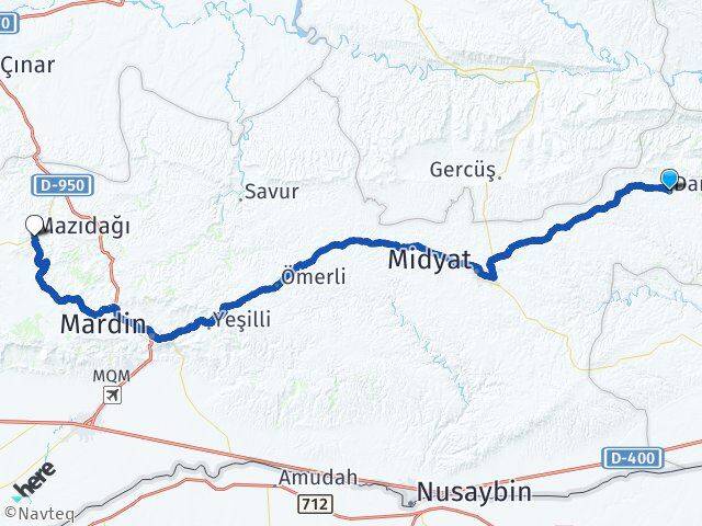 Mardin Dargeçit Mazıdağı Arası Kaç Km - Yol Haritası