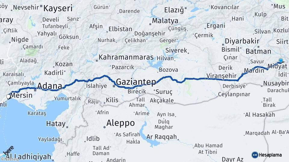 Mardin Dargeçit Mersin Arası Kaç Km - Yol Haritası