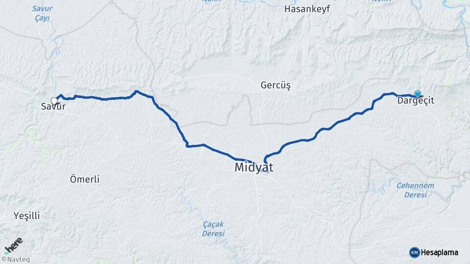 Mardin Dargeçit Savur Arası Kaç Km - Yol Haritası