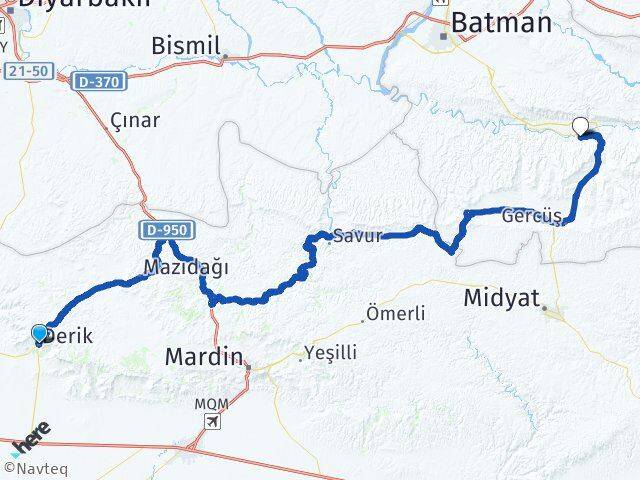 Mardin Derik Hasankeyf Batman Arası Kaç Km - Yol Haritası