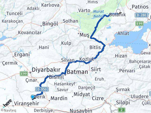 Mardin Derik Malazgirt Muş Arası Kaç Km - Yol Haritası