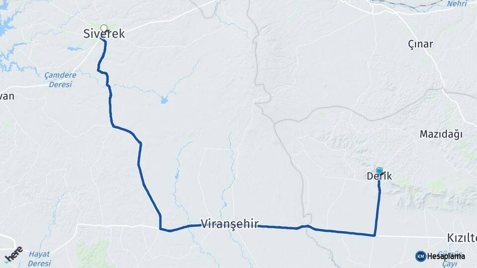 Mardin Derik Siverek Şanlıurfa Arası Kaç Km - Yol Haritası