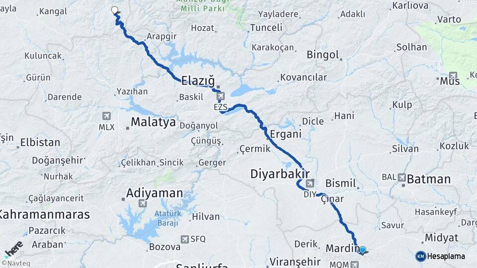Mardin Derimli Divriği Sivas Arası Kaç Km - Yol Haritası