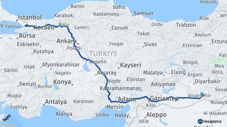 Mardin Dilovası Kocaeli Arası Kaç Km - Yol Haritası