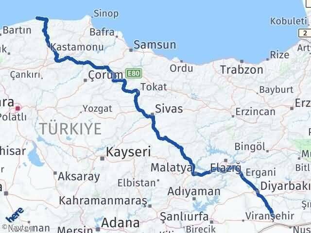 Mardin Doğanyurt Kastamonu Arası Kaç Km - Yol Haritası