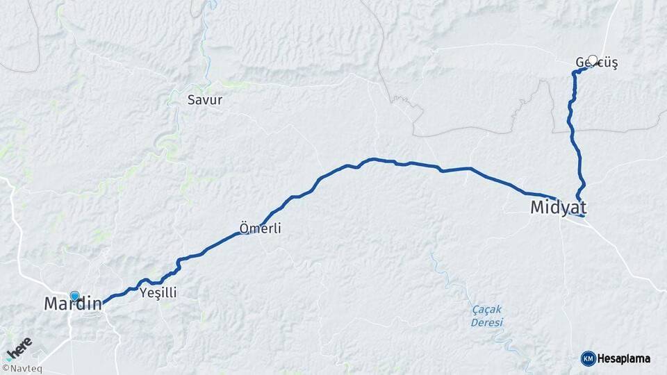 Mardin Gercüş Batman Arası Kaç Km - Yol Haritası