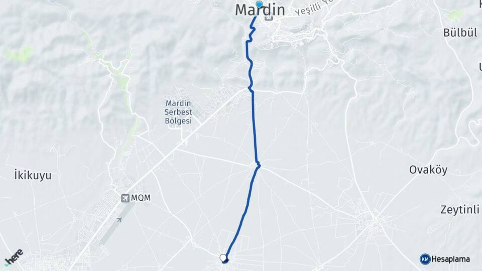 Mardin Gökçe Artuklu Arası Kaç Km - Yol Haritası