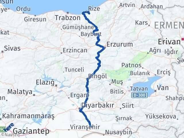 Mardin Güneysu Rize Arası Kaç Km - Yol Haritası