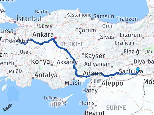 Mardin Harmancık Bursa Arası Kaç Km - Yol Haritası