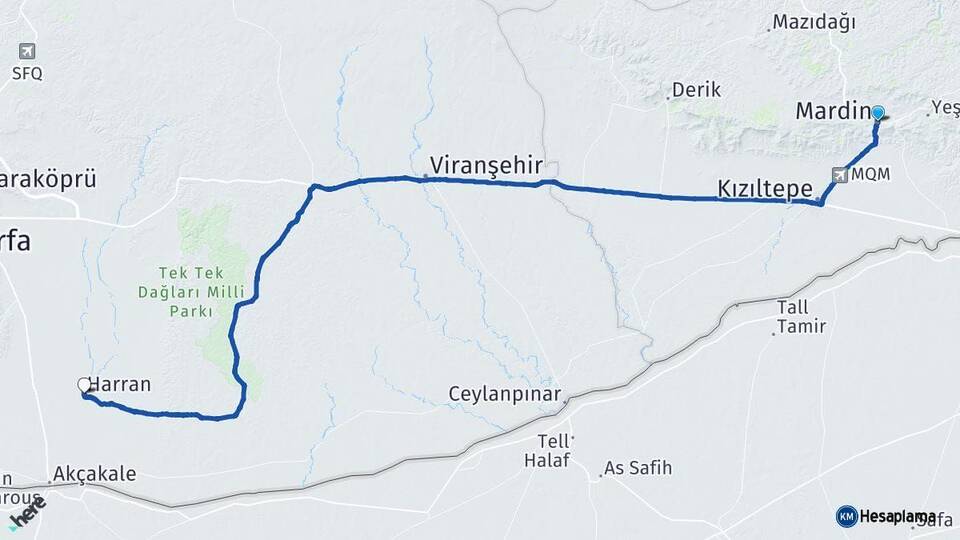 Mardin Harran Şanlıurfa Arası Kaç Km - Yol Haritası