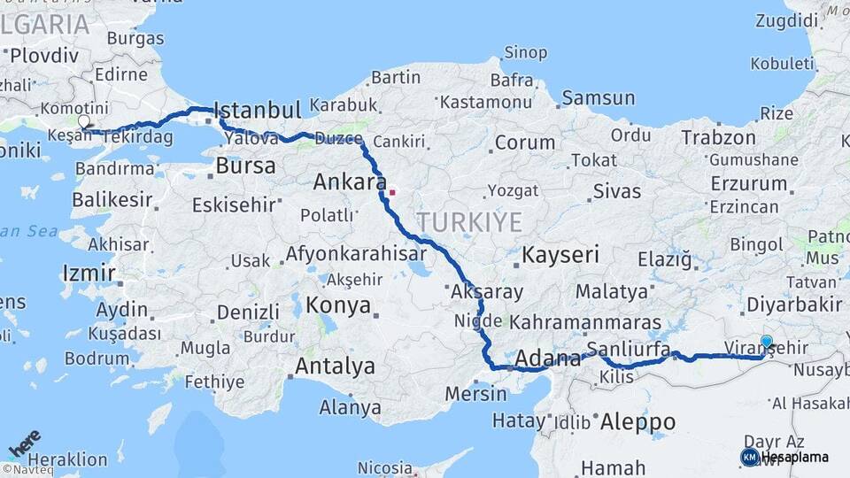Mardin İpsala Edirne Arası Kaç Km - Yol Haritası