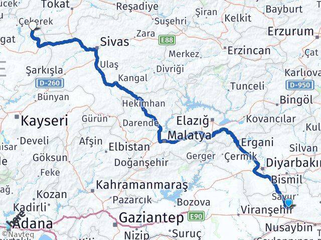 Mardin Kadışehri Yozgat Arası Kaç Km - Yol Haritası