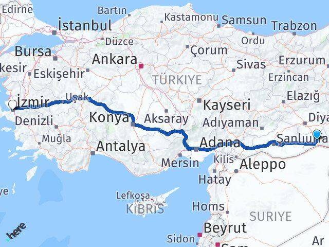 Mardin Karabağlar İzmir Arası Kaç Km - Yol Haritası
