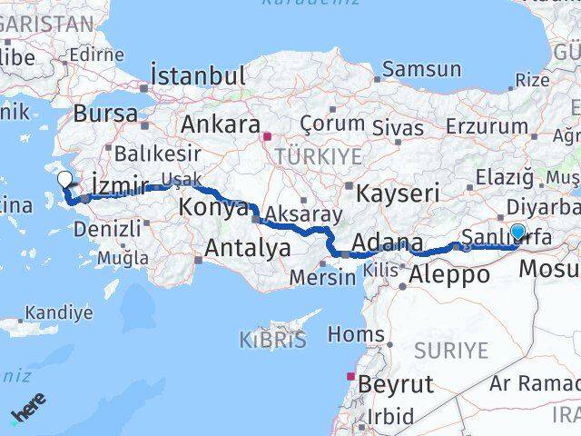 Mardin Karaburun İzmir Arası Kaç Km - Yol Haritası