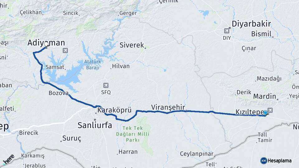 Mardin Kızıltepe Adıyaman Arası Kaç Km - Yol Haritası