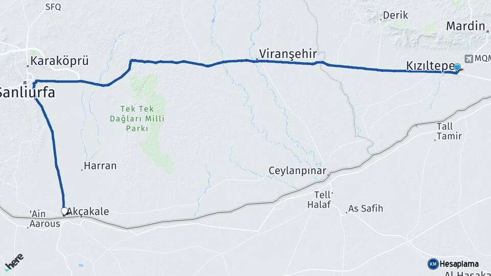 Mardin Kızıltepe Akçakale Şanlıurfa Arası Kaç Km - Yol Haritası