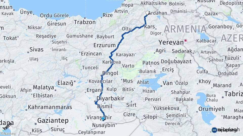 Mardin Kızıltepe Ardahan Arası Kaç Km - Yol Haritası