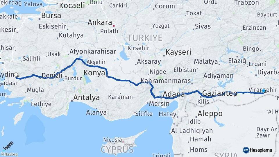Mardin Kızıltepe Aydın Arası Kaç Km - Yol Haritası