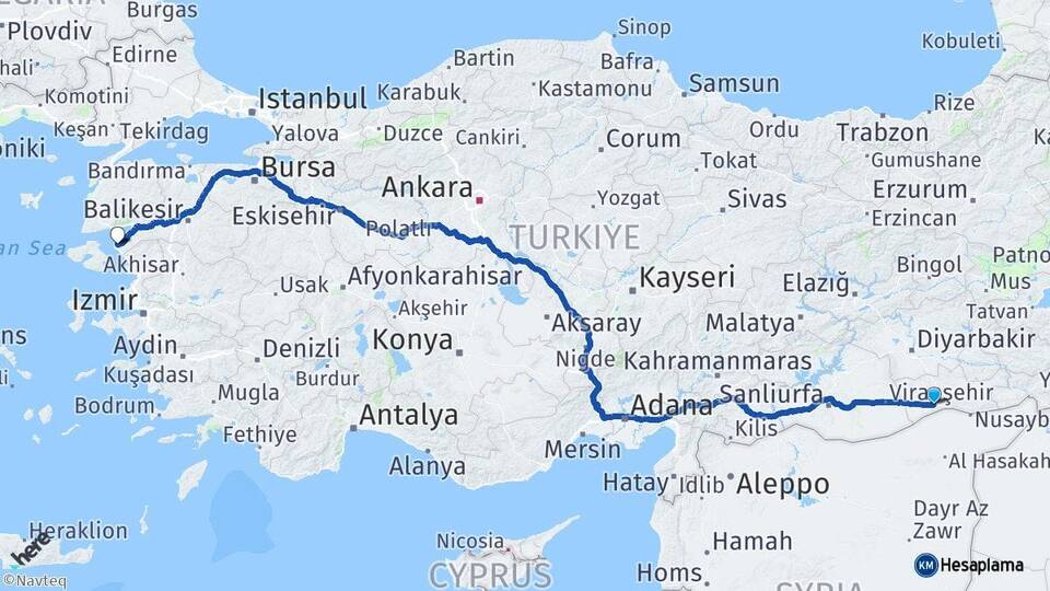 Mardin Kızıltepe Ayvalık Balıkesir Arası Kaç Km - Yol Haritası