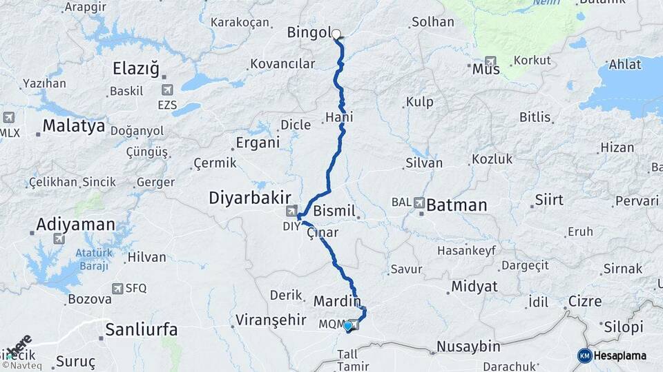 Mardin Kızıltepe Bingöl Arası Kaç Km - Yol Haritası