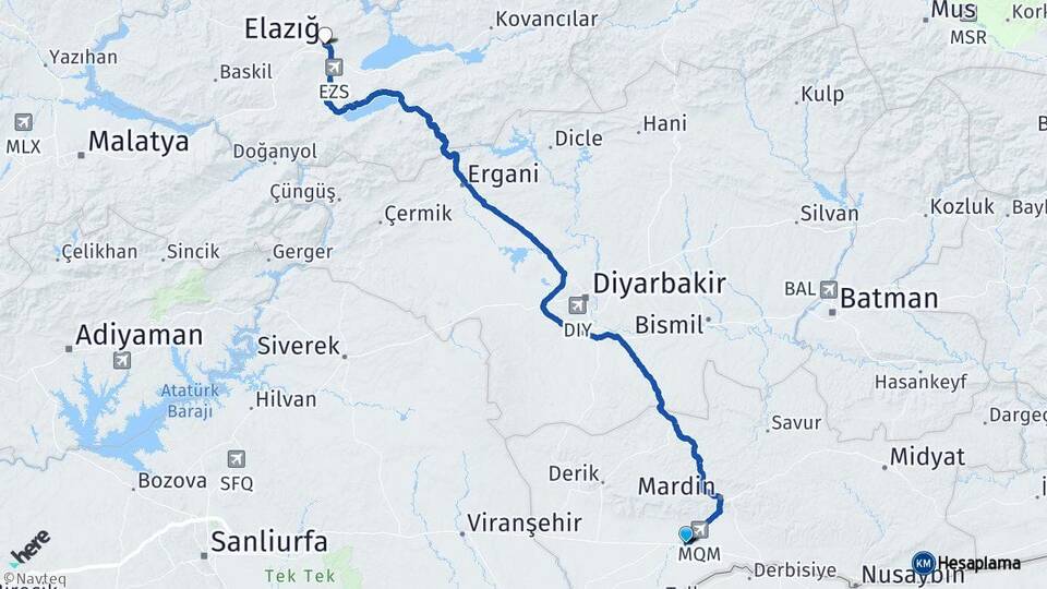 Mardin Kızıltepe Elazığ Arası Kaç Km - Yol Haritası