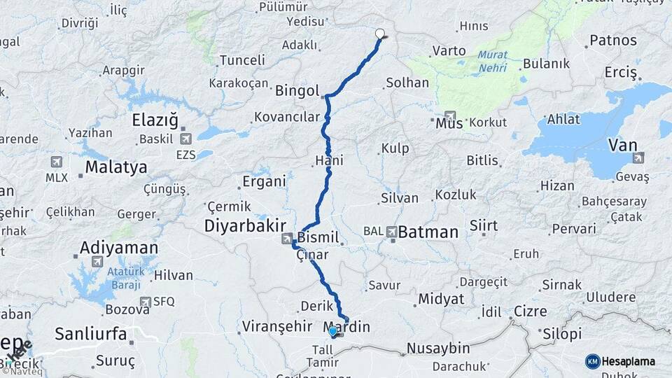 Mardin Kızıltepe Karlıova Bingöl Arası Kaç Km - Yol Haritası