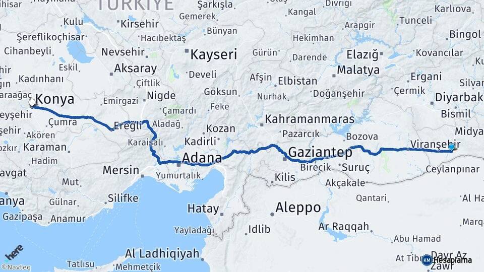 Mardin Kızıltepe Konya Arası Kaç Km - Yol Haritası